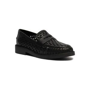 Michael Kors Women's Black Leather Eden Eyelet Flat Loafers Size 9.5
